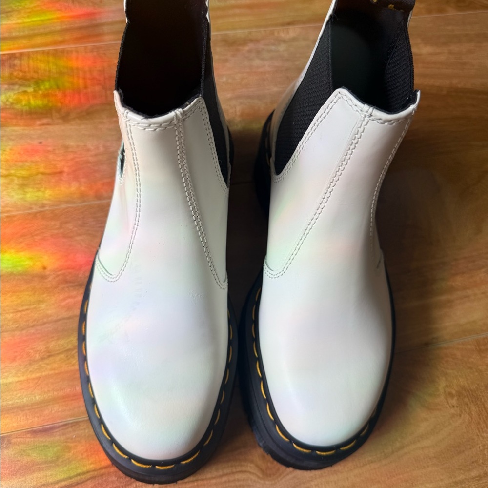 White Leather Chelsea Boots